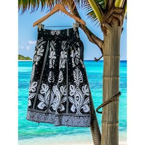 Mint Green Black & White Cotton Skirt Small | NWOT Preppy Minimalist Capsule